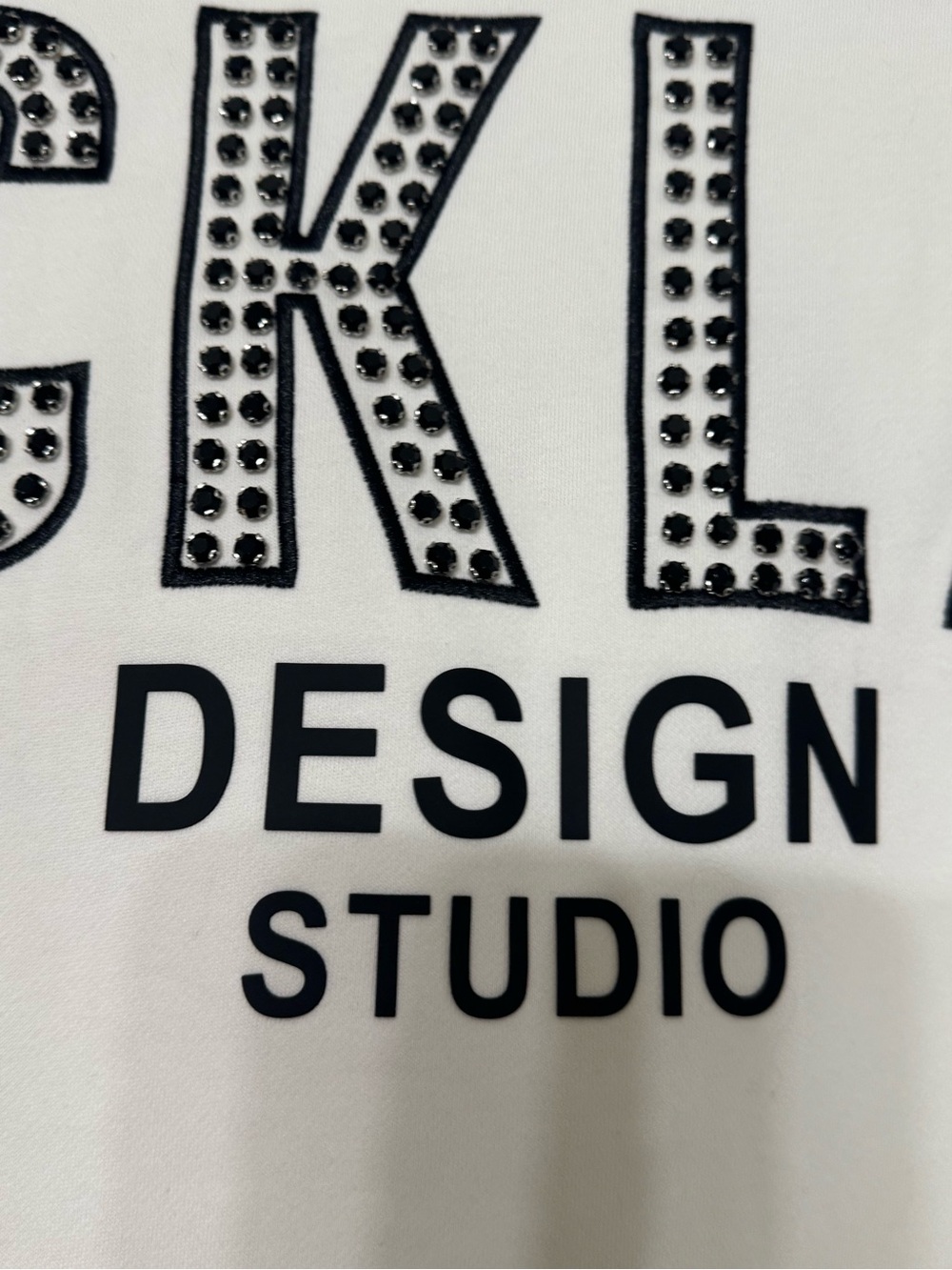 Cream Tee with Black Embellished Lettering L